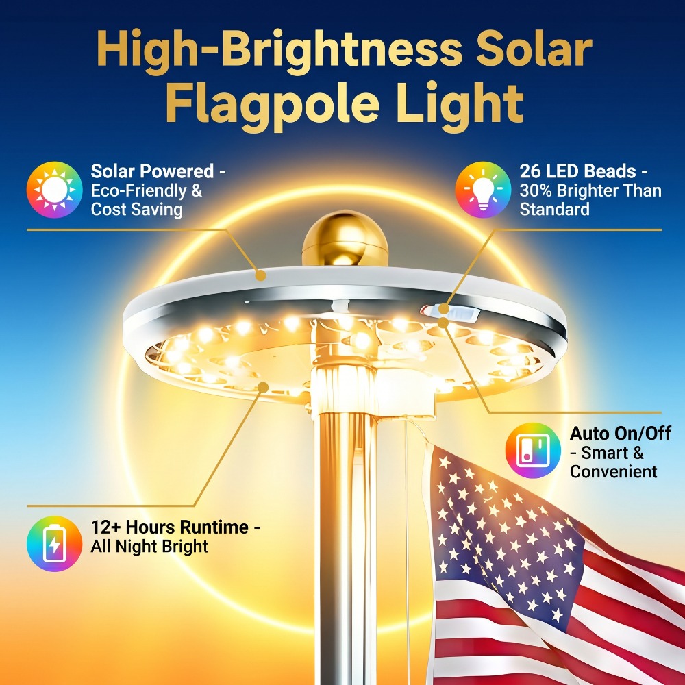 Solar LED Flagpole Light IP65  - Smart Garden Umbrella review and price