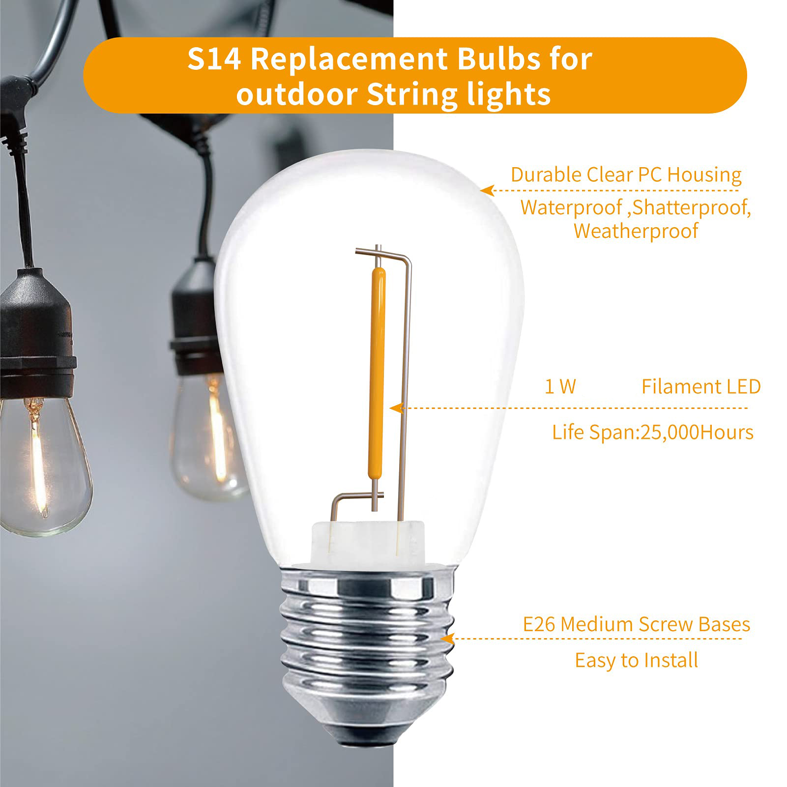 LED S14 Replacement Light Bulb - Smart Garden Umbrella review and price