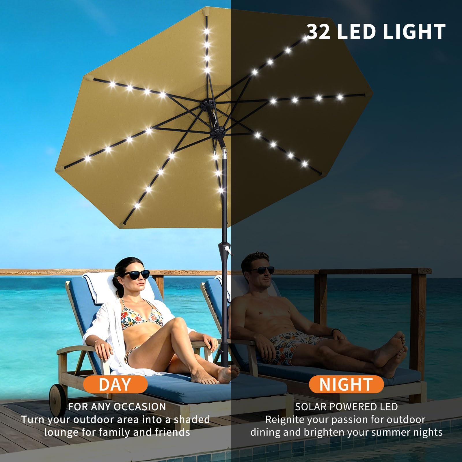 10FT Solar Powered Patio Umbre - Smart Garden Umbrella review and price