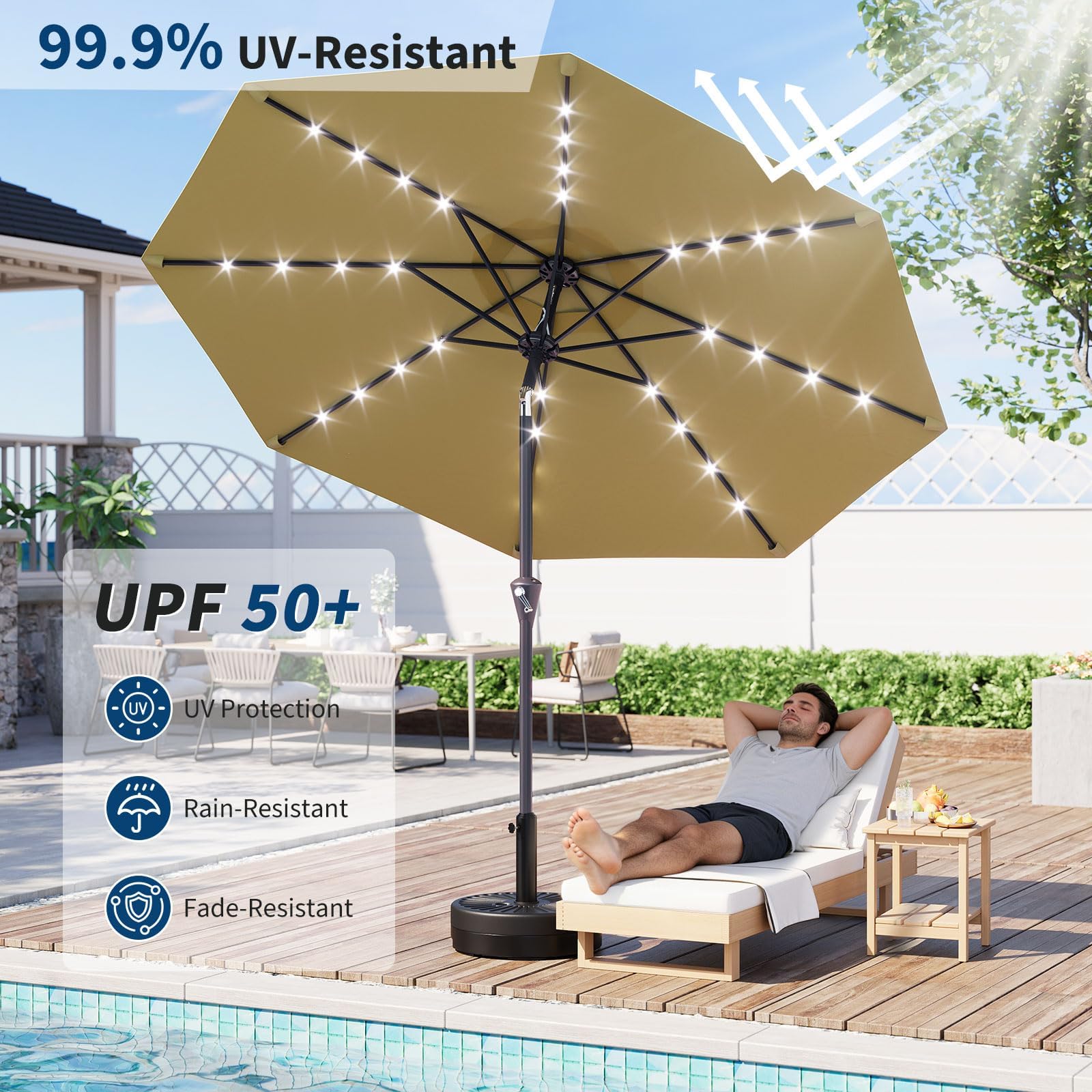 10FT Solar Powered Patio Umbre - Smart Garden Umbrella review and price