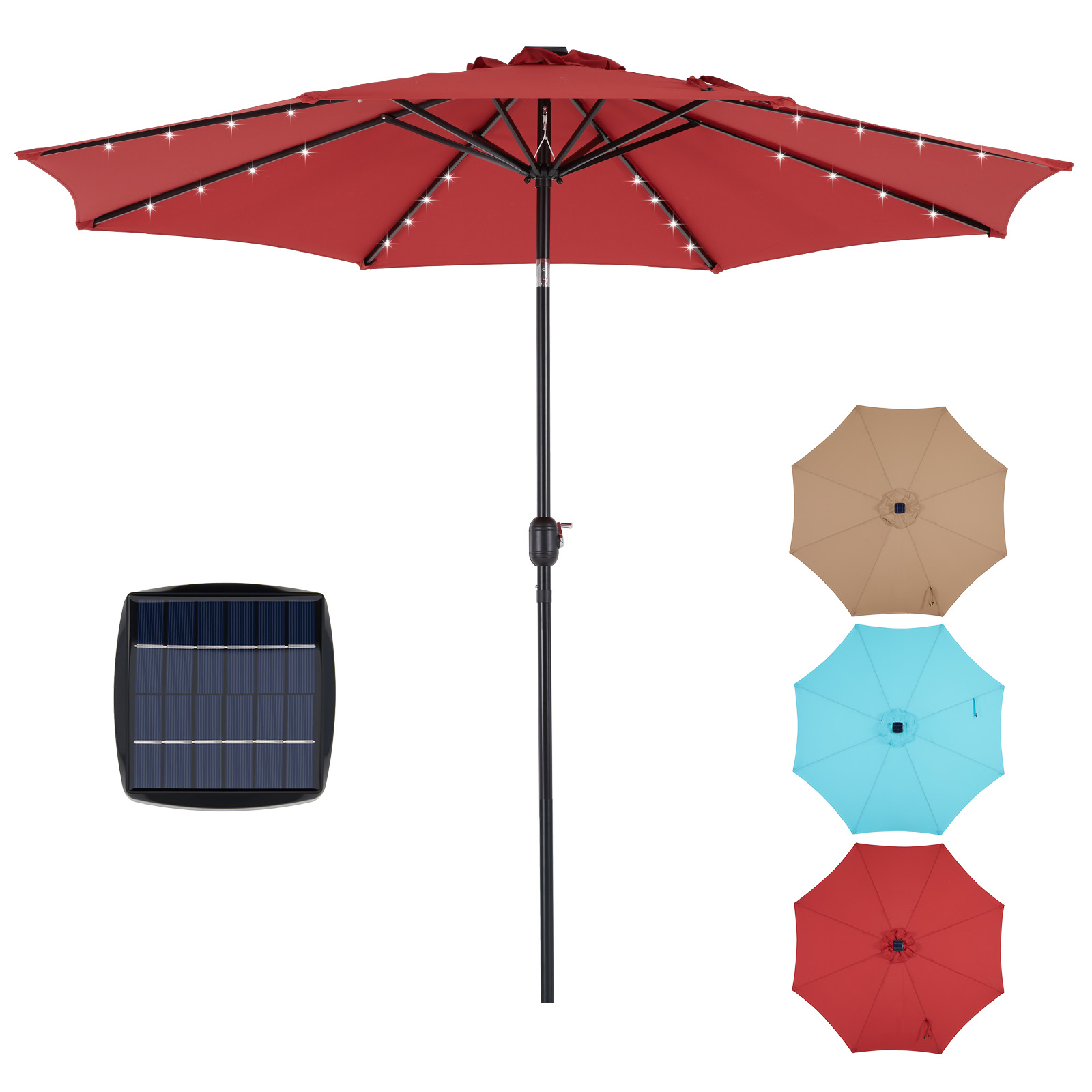 JHK 10FT Solar Patio Umbrella  - Smart Garden Umbrella review and price
